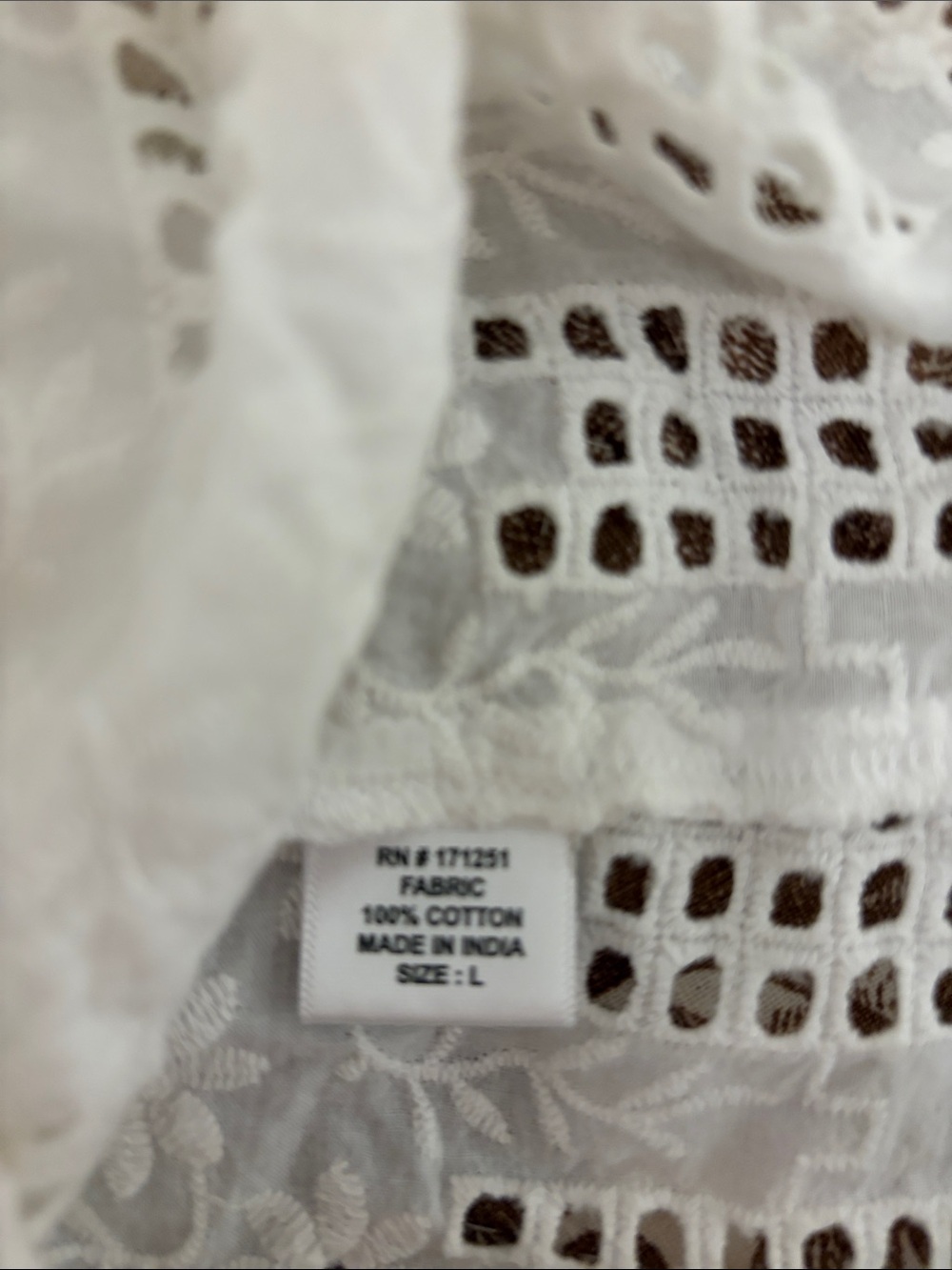 White Eyelet Cotton Button-Front Women's Top - Picture 4 of 4